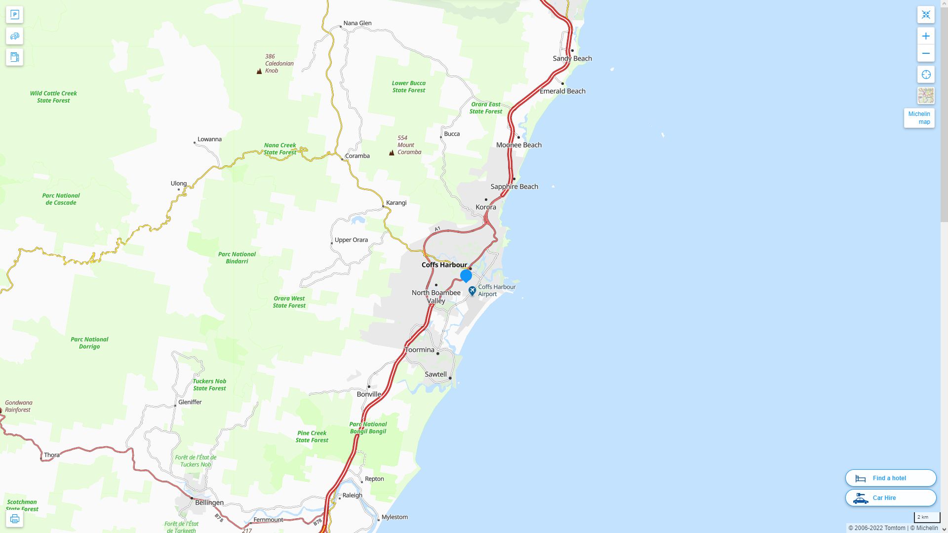 Coffs Harbour Highway and Road Map
